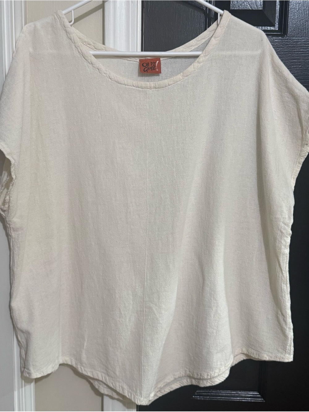 Oh My Gauze Grace Top Bone Off White Cotton Crinkle Lagenlook Boho